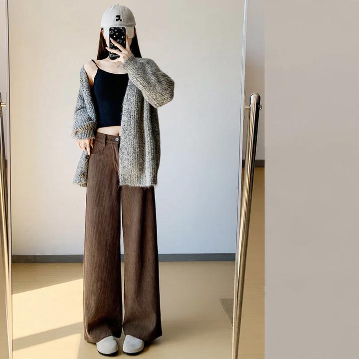 Cord pants for women, wide fit, various lengths