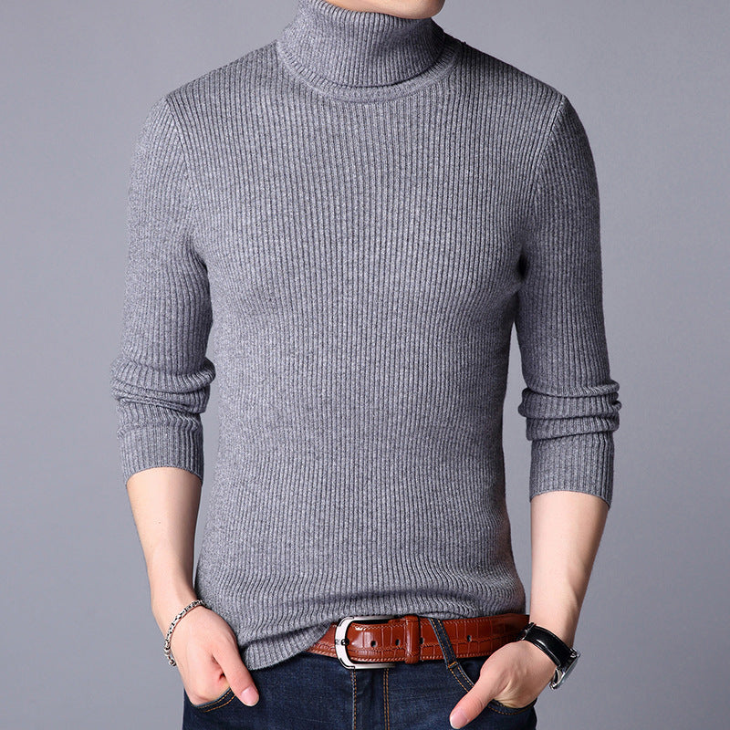 Men's knitted sweater with vertical rib pattern
