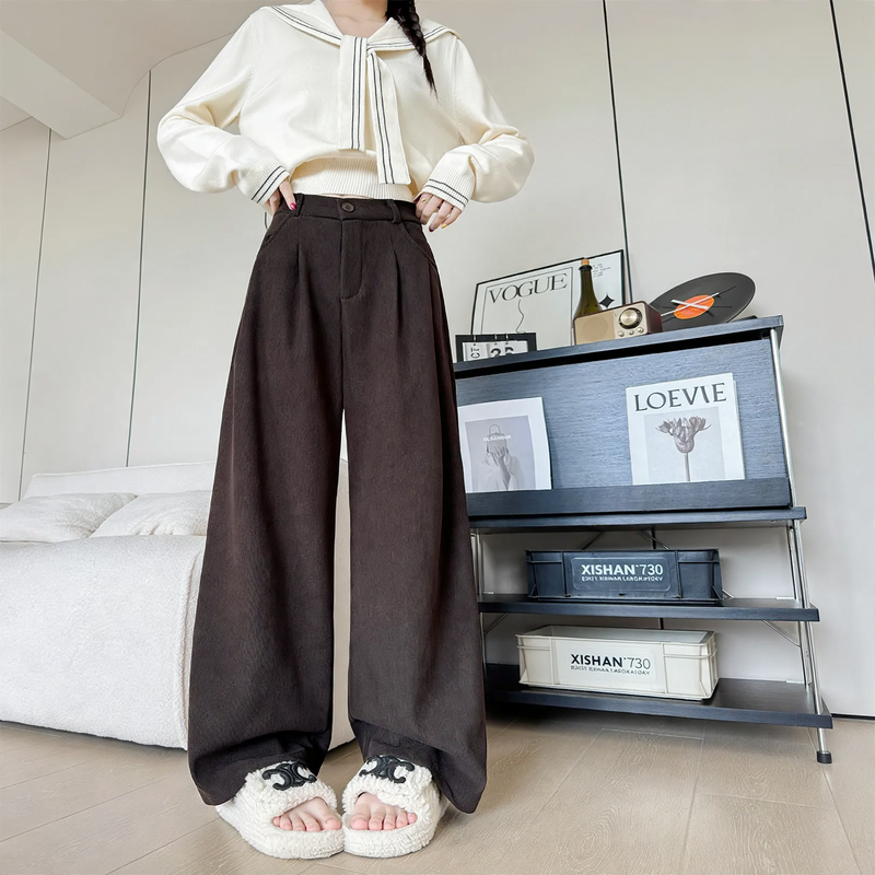 Elegant cord pants for women, wide cut