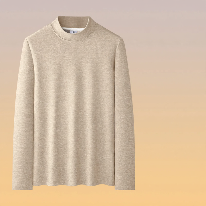 Men's Long Sleeve Base Layer Shirt with Stand-Up Collar
