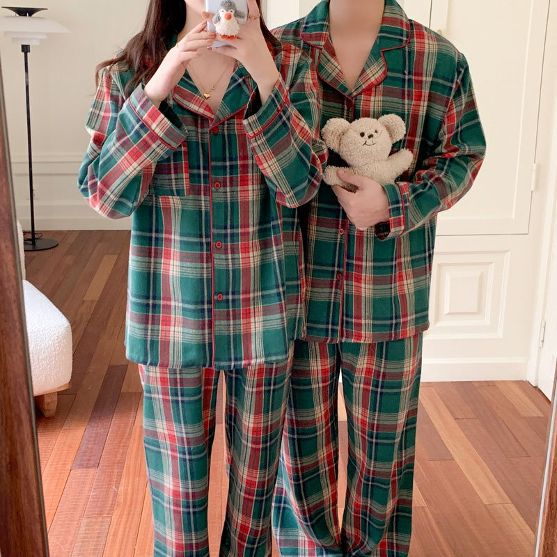 Christmas checkered loungewear set for couples, brushed