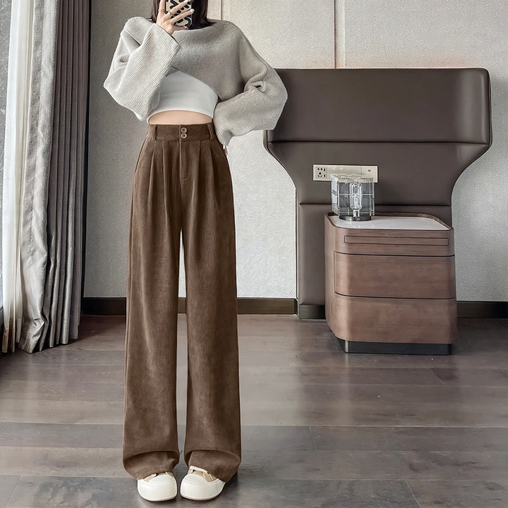 Cord suit trousers for women, lined, straight cut
