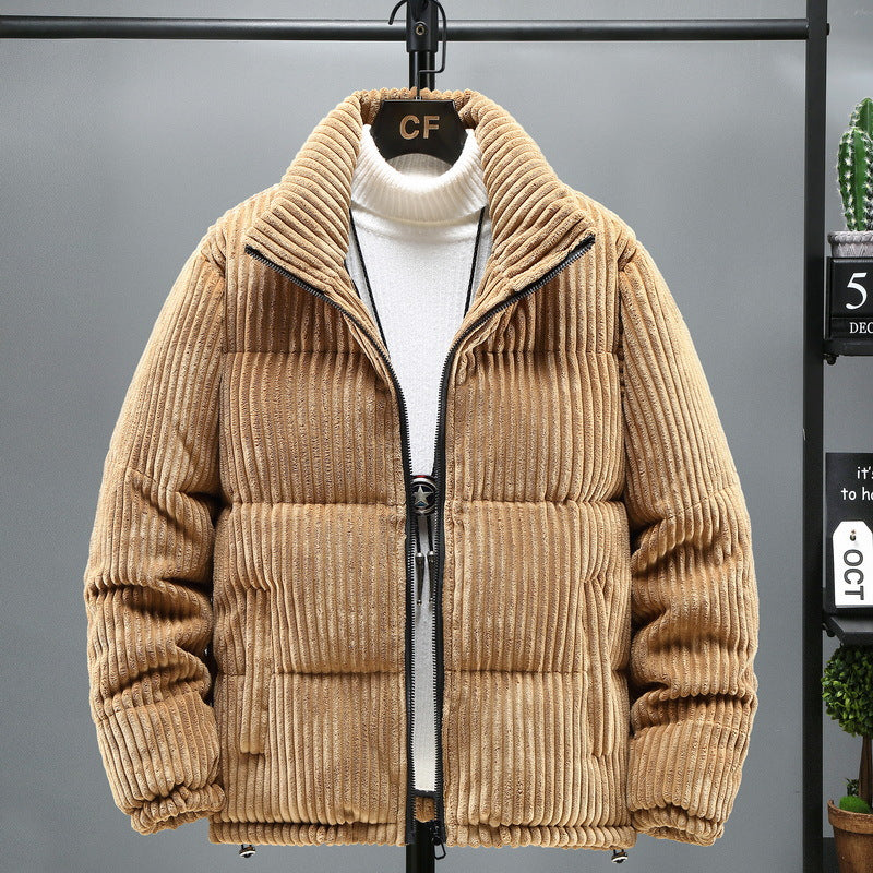 Men's Winter Jacket, Corduroy, Stand Collar, Lined