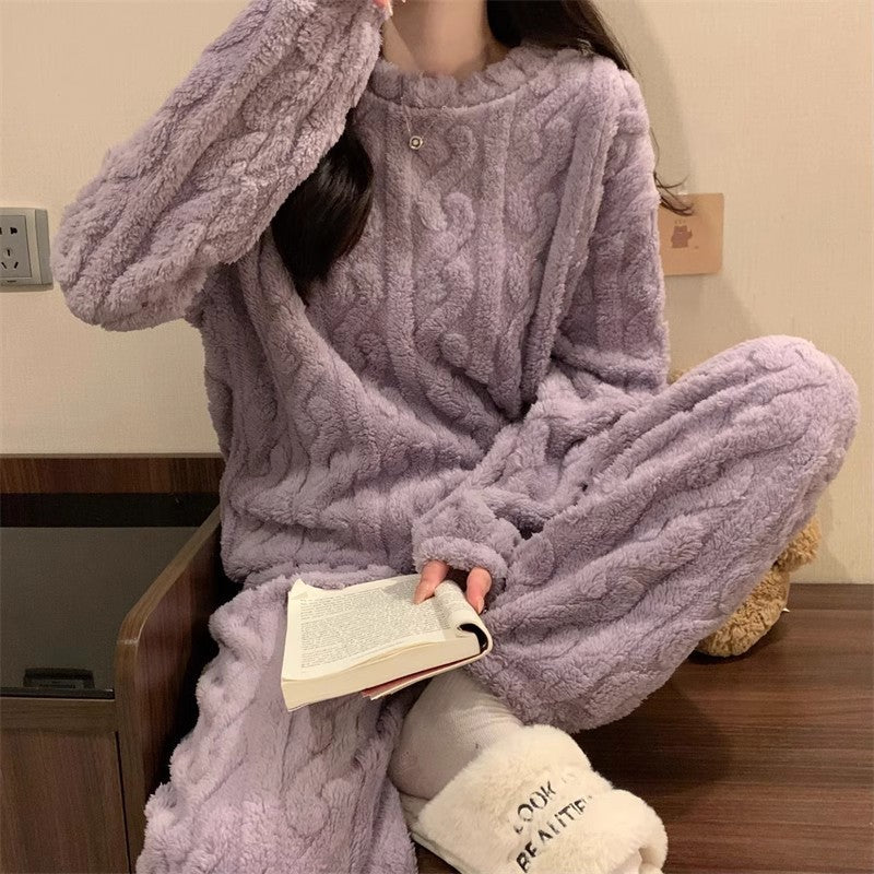 Fluffy Jacquard Loungewear Set for Couples