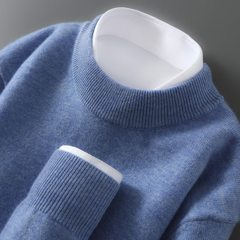 Men's wool sweater, half collar, knit, loose fit