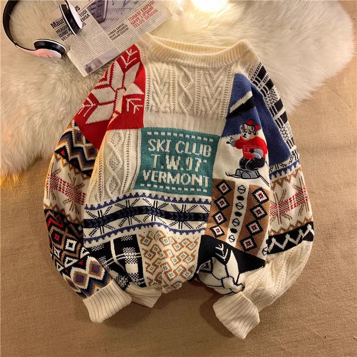 Padded knit sweater for men, Christmas design