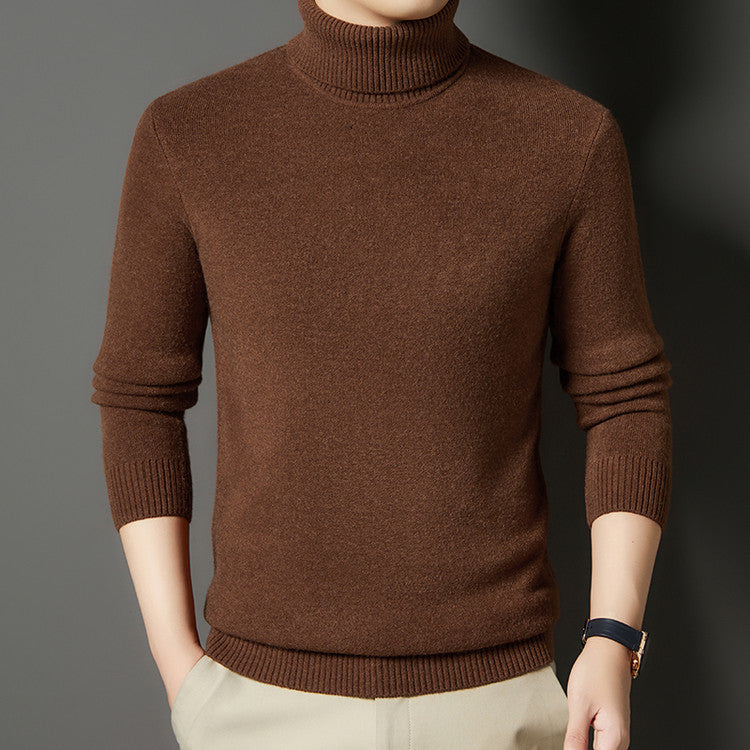 Men's turtleneck sweater with wool content, thick