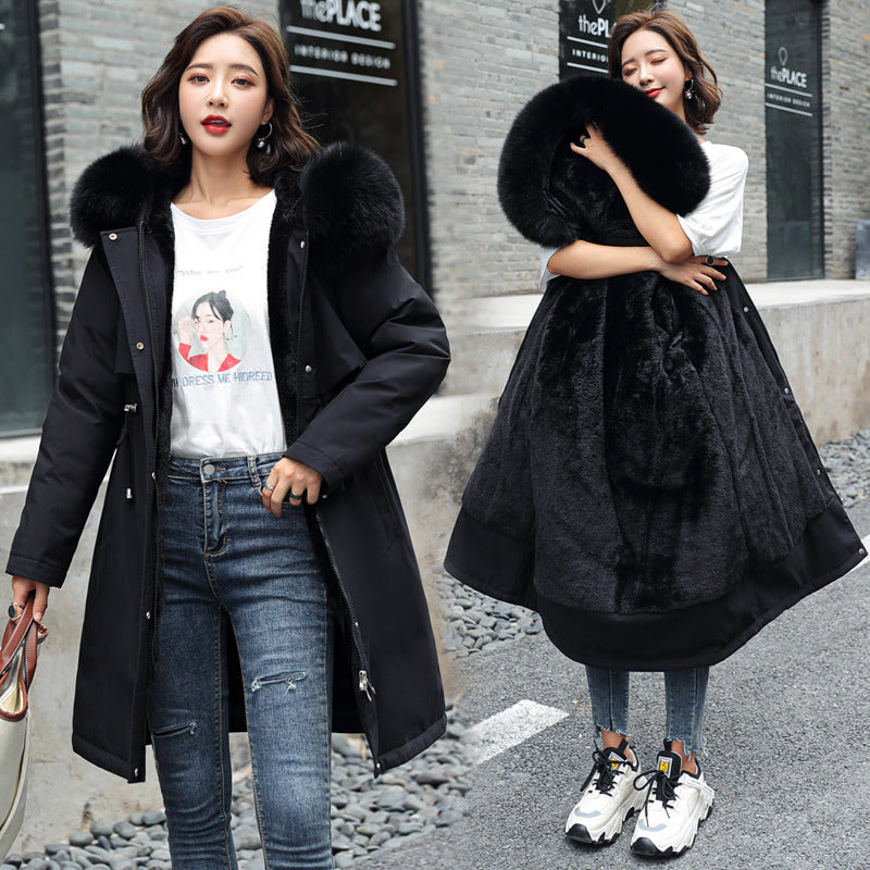 Women's winter jacket, padded, with faux fur collar