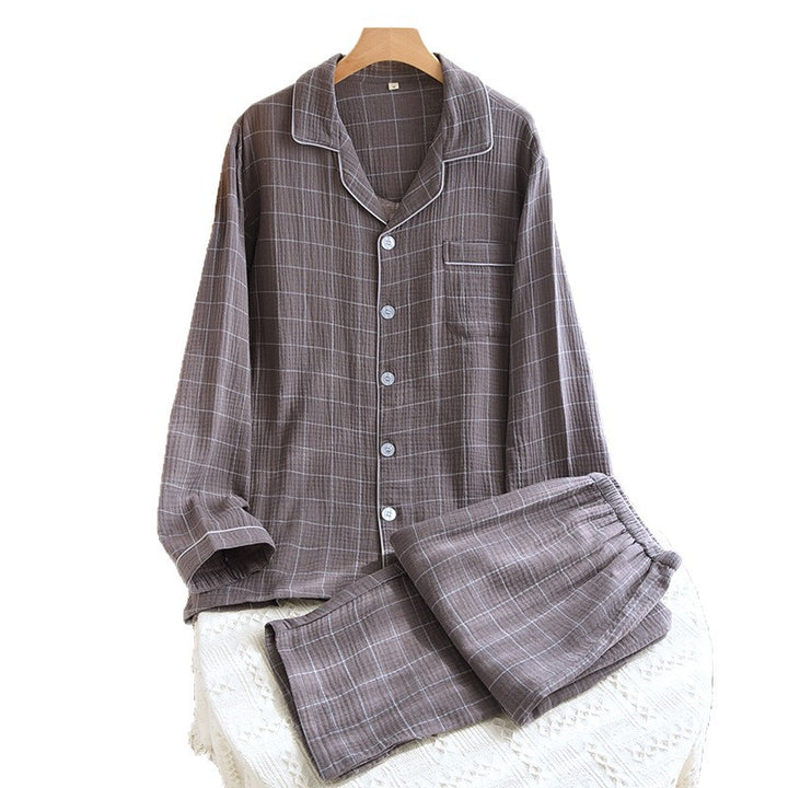 Men's house suit made of cotton gauze, checkered
