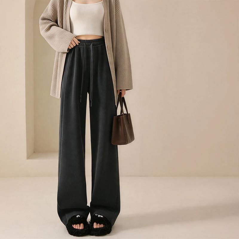 Women's corduroy pants, straight fit, padded
