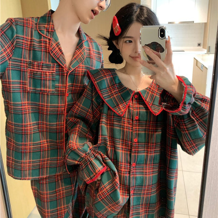 Pair-Pajama-Set, checked, brushed