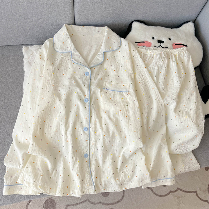 Women's Pajama Set, ribbed, with collar