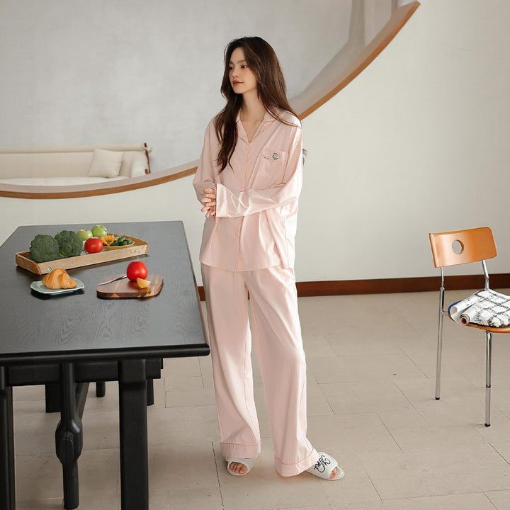 Cotton pajamas for couples, long-sleeved