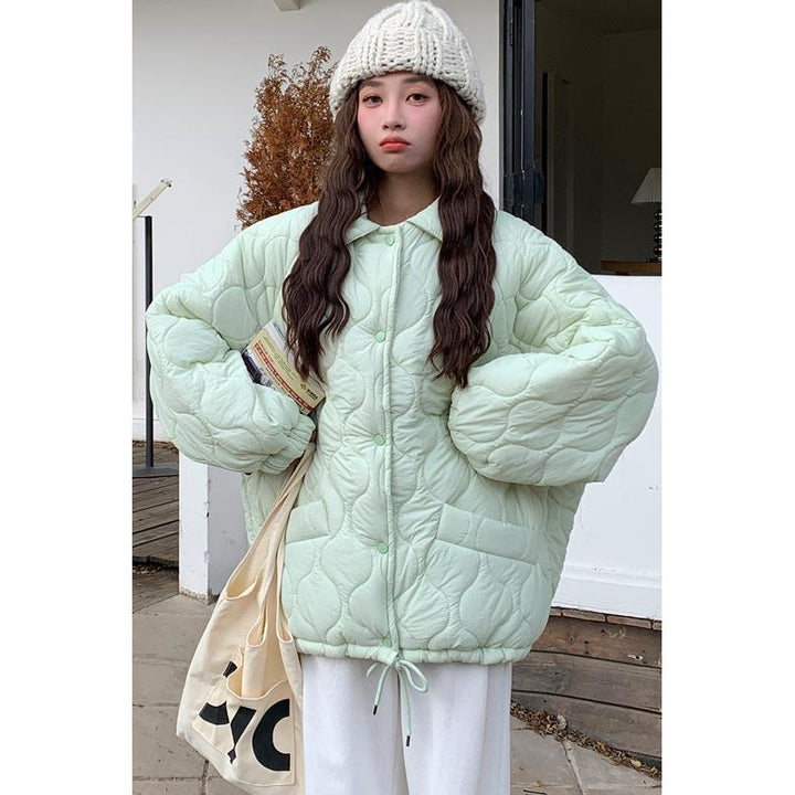 Quilted winter jacket with lamb fleece lining