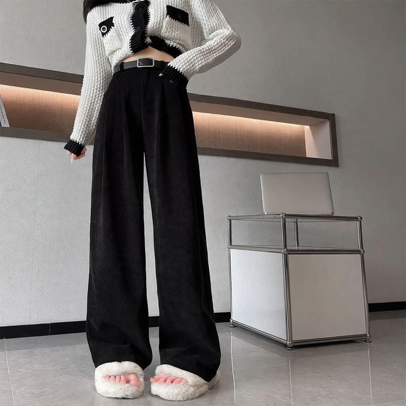 Women's corduroy trousers, straight cut, autumn