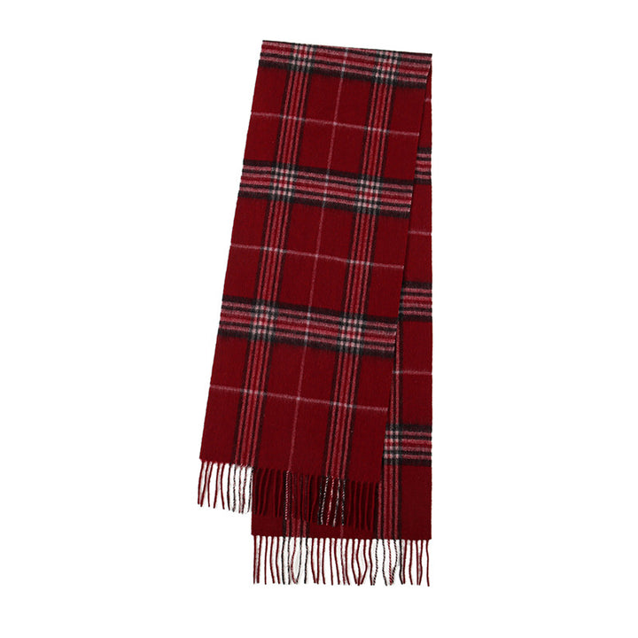 Checked scarf with fringes, 180x30cm