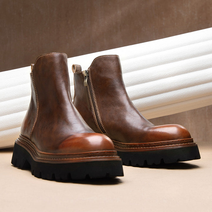 Men's Chelsea boots made of cowhide leather, with zipper