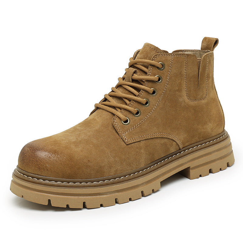 Fashionable men's leather boots in retro style
