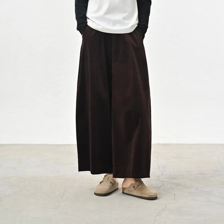 Retro cord pants with elastic waistband