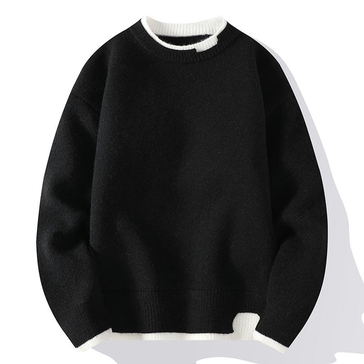 Men's knit sweater in fake layer look, stylish and comfortable