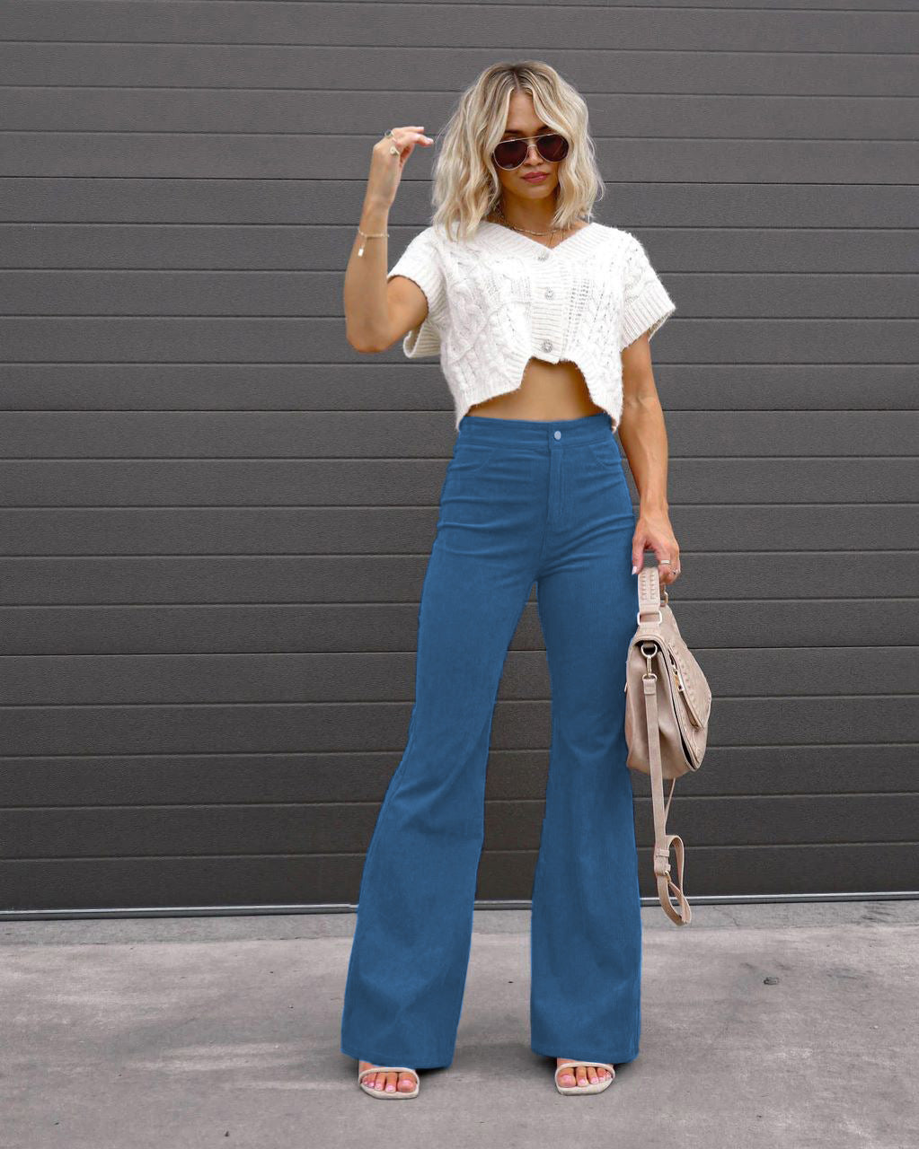 Women's corduroy pants with flared leg