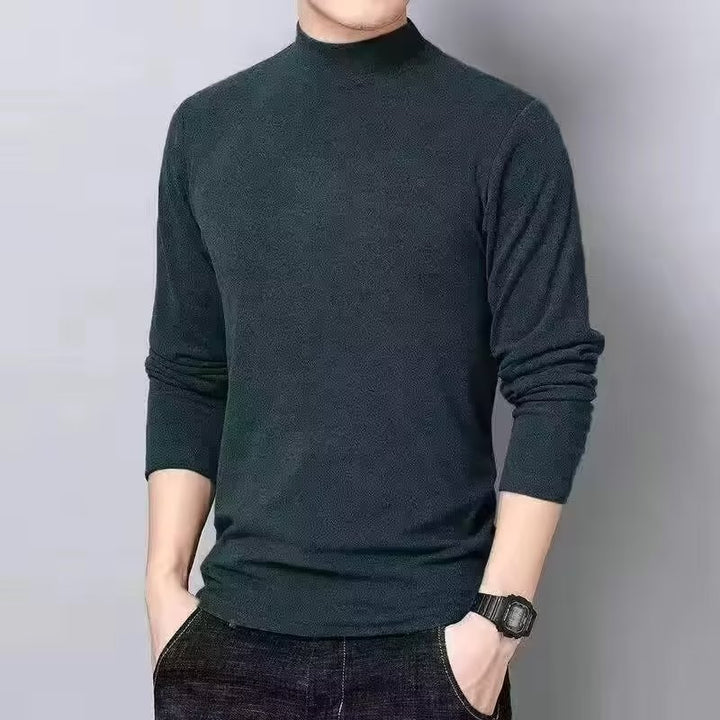 Men's long sleeve shirt with stand-up collar, padded