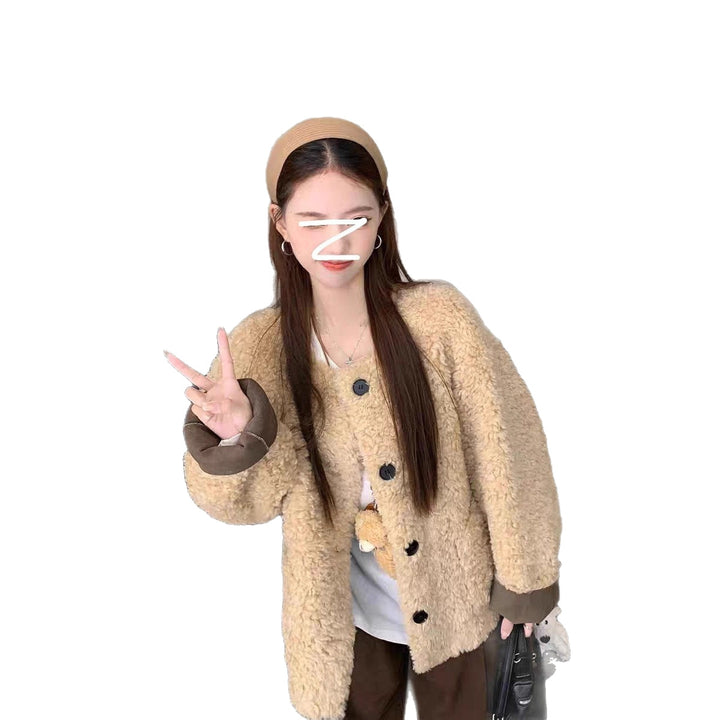 Fluffy Lambskin Look Jacket for Women