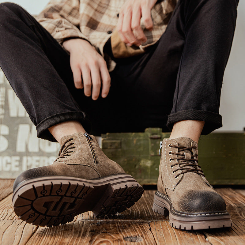 Men's boots with zipper, pigskin, lined