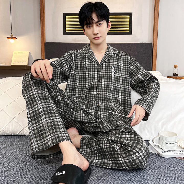 Men's Pajama Set, long-sleeved, with shawl collar