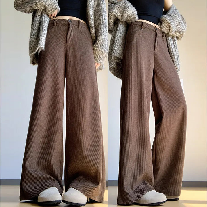 Cord pants for women, wide fit, various lengths