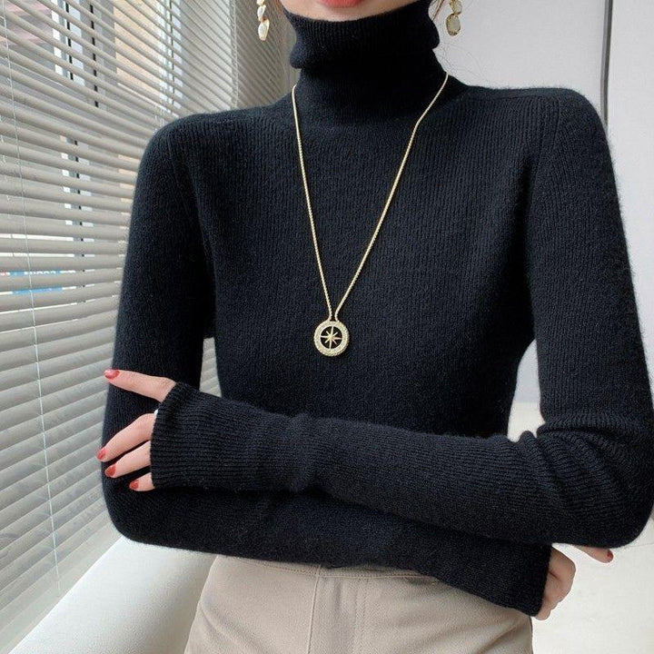 Elegant women's turtleneck sweater, slim fit