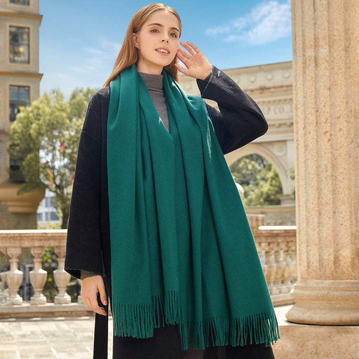 Solid color wool scarf, wearable as a scarf or stole