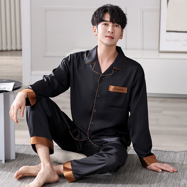 Light men's pajamas made of ice silk, breathable