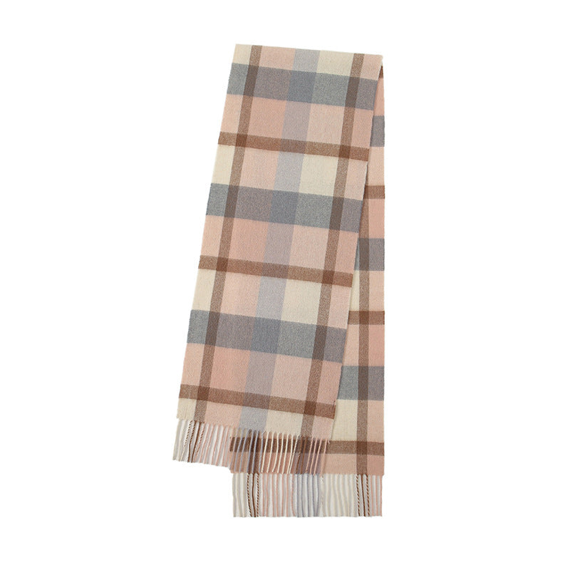 Checked scarf with fringes, 180x30cm