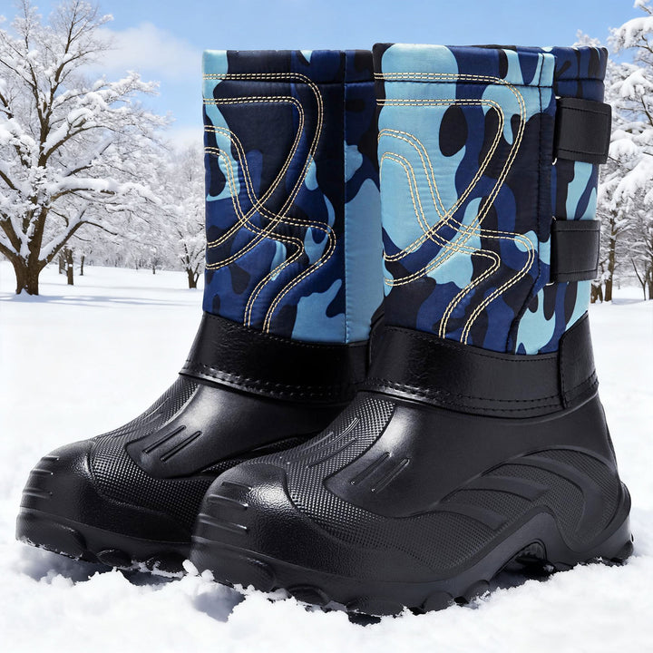 Padded men's winter boots for slipping on