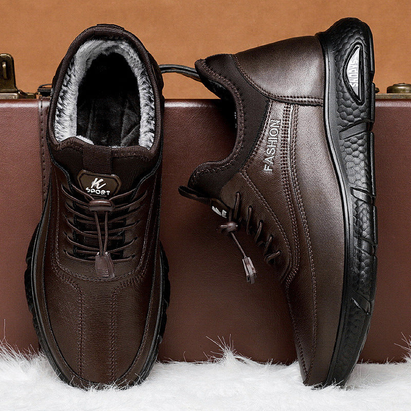 Warm men's winter boots, lined