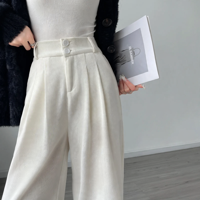 Cord suit trousers for women, lined, straight cut