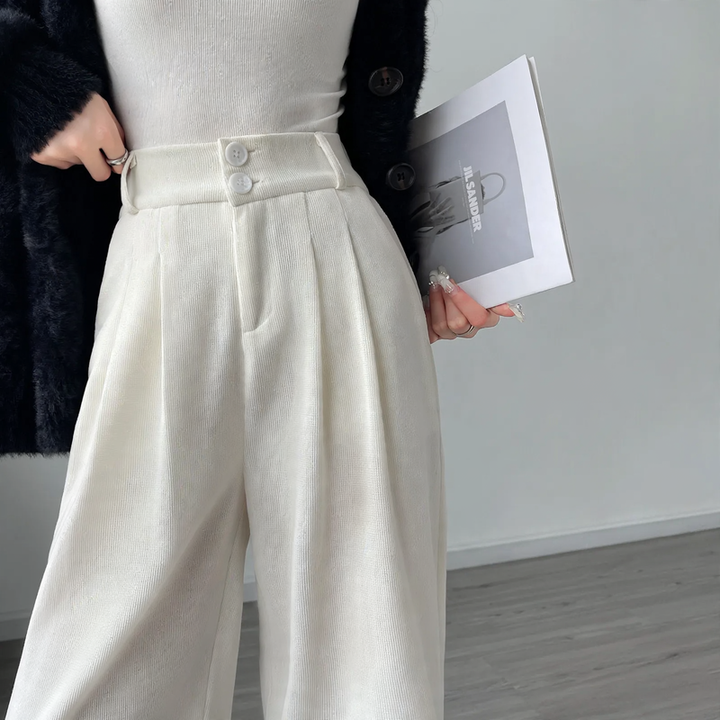 Cord suit trousers for women, lined, straight cut