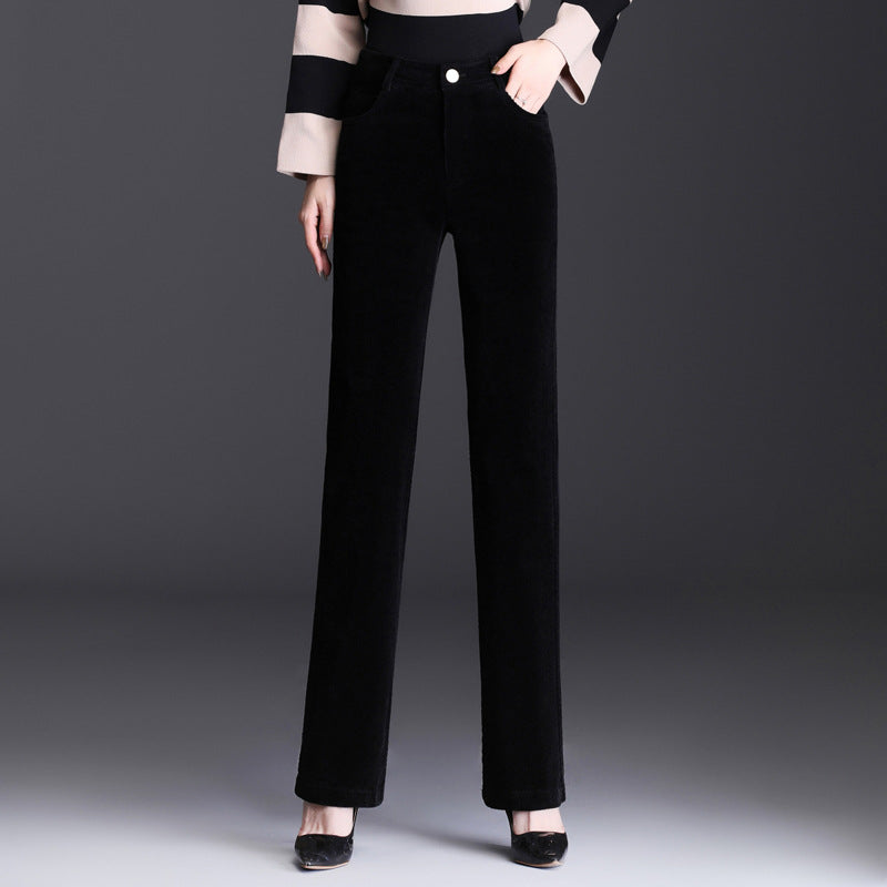 Kord-casual-pants, straight-cut, for women