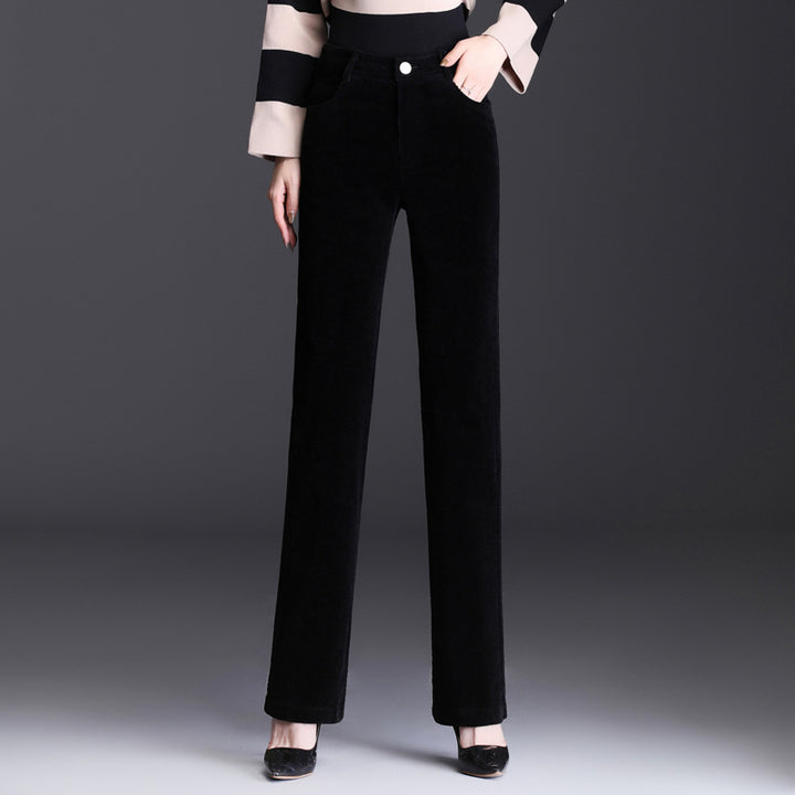 Kord-casual-pants, straight-cut, for women