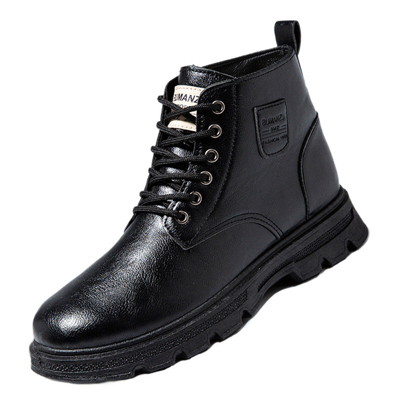 Men's ankle boots made of genuine cowhide leather, lined