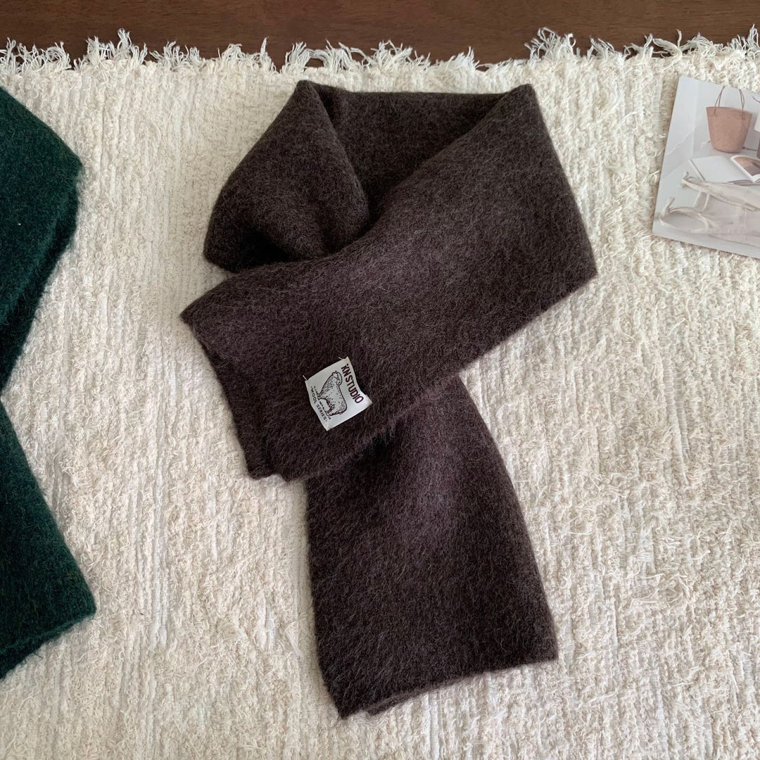 Short knit scarf with slit, alpaca wool blend