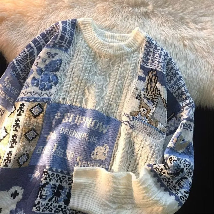 Locker knit sweater in Japanese style for couples