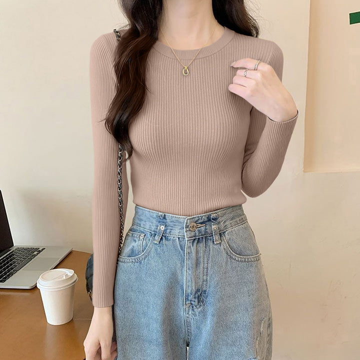 Women's Knit Sweater with Round Neckline