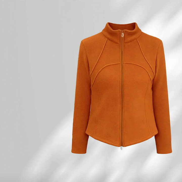 Padded lambskin sports jacket with stand-up collar