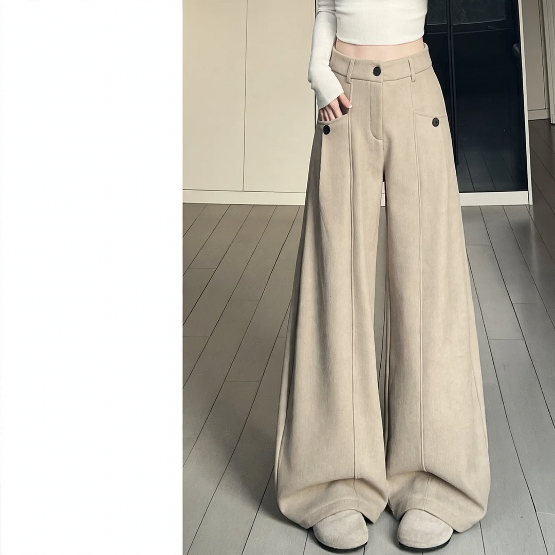 Women’s corduroy suit trousers with high waistband