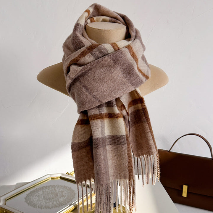 Wool scarf, checkered, 180x30cm, unisex
