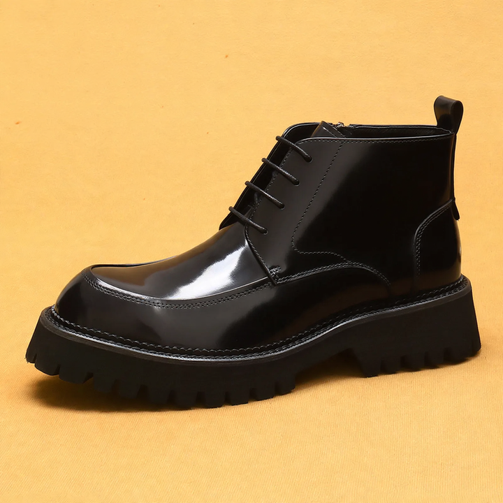 Men's leather boots with zipper