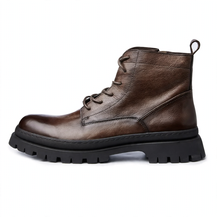 Men's lace-up boots made of cowhide leather in vintage style