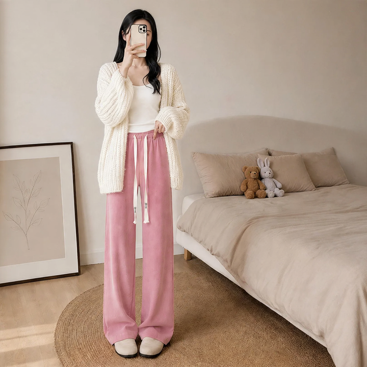 Padded cord trousers, straight cut